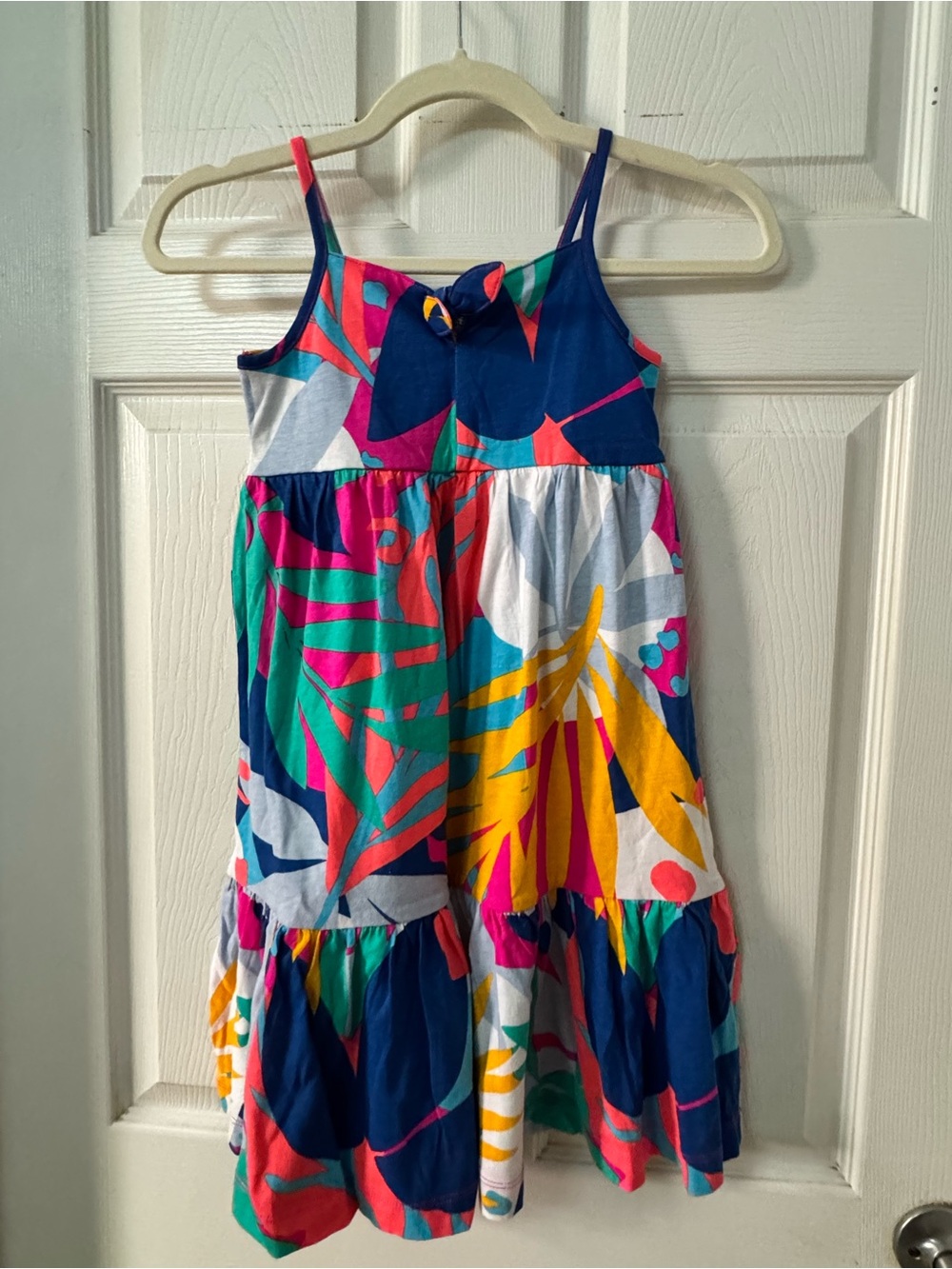 Girls Tropical Print Sundress in Navy, Yellow, Pink & Teal